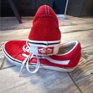 Vans Red and White Women's Low-Top Sneakers